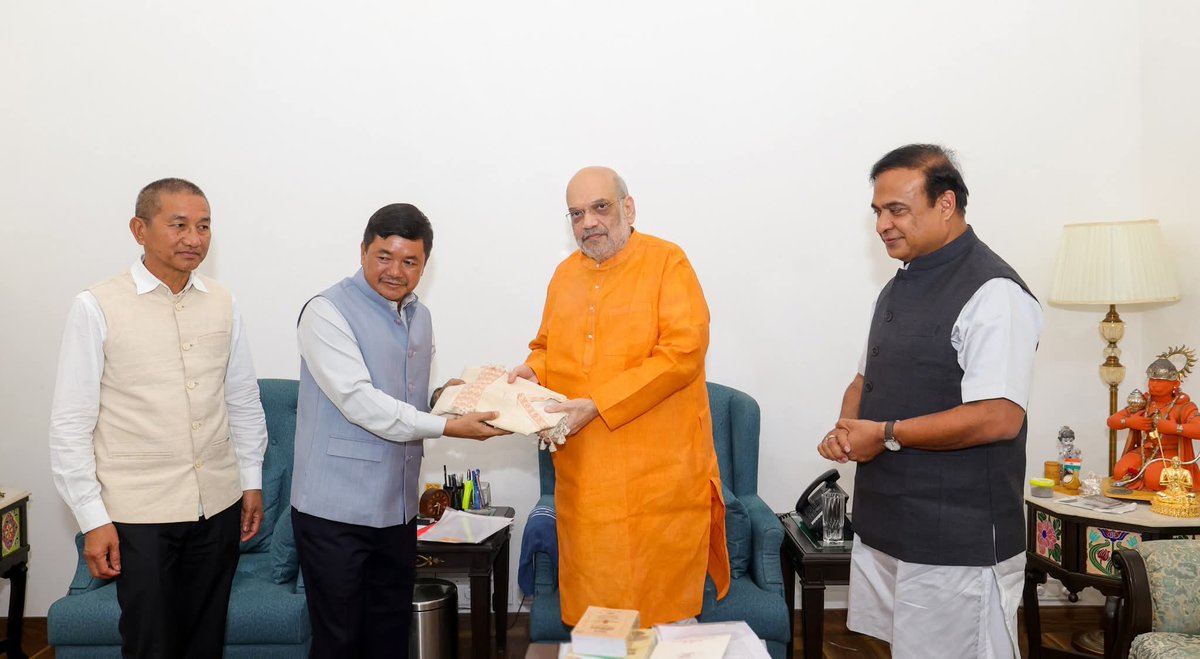 Yesterday in New Delhi I, along  with Dr <a href="/himantabiswa/">Himanta Biswa Sarma</a>, Hon'ble Chief Minister, Shri <a href="/Amarsingejangpo/">Amarsing Tisso (Modi ka parivar)</a>, Hon'ble MP, submitted a memorandum to Hon’ble Union Minister for Home Affairs, Govt of India, Shri <a href="/AmitShah/">Amit Shah</a> ji, reaffirming our commitment to the full realization of autonomy