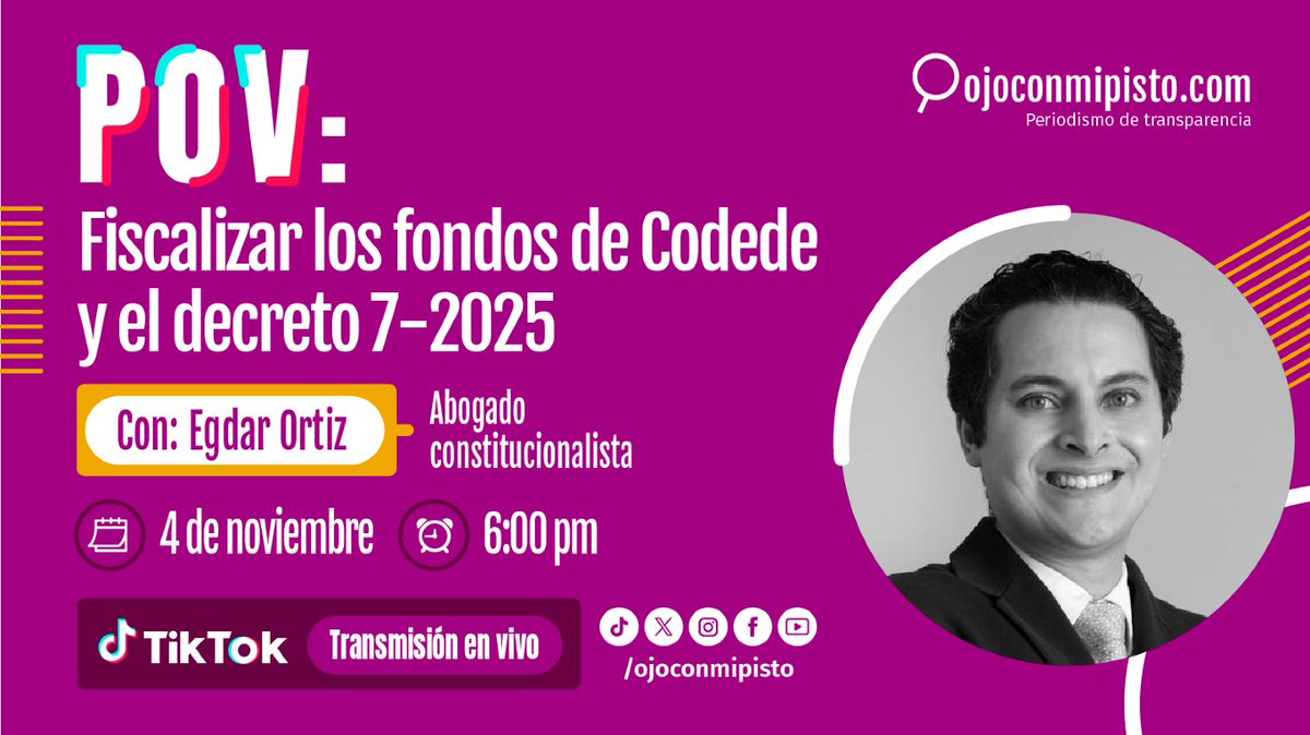 _ojoconmipisto's tweet image. ¿Por qué ahora es todavía más importante fiscalizar los fondos de los #Codede? l🔍👀 El martes 4/11 a las 6PM conoceremos el #POV de @edgar_ortizgt sobre los impactos y alcances del decreto 7-2025 que permitirá el uso multianual de recursos públicos👇
f.mtr.cool/erbrtibcgm