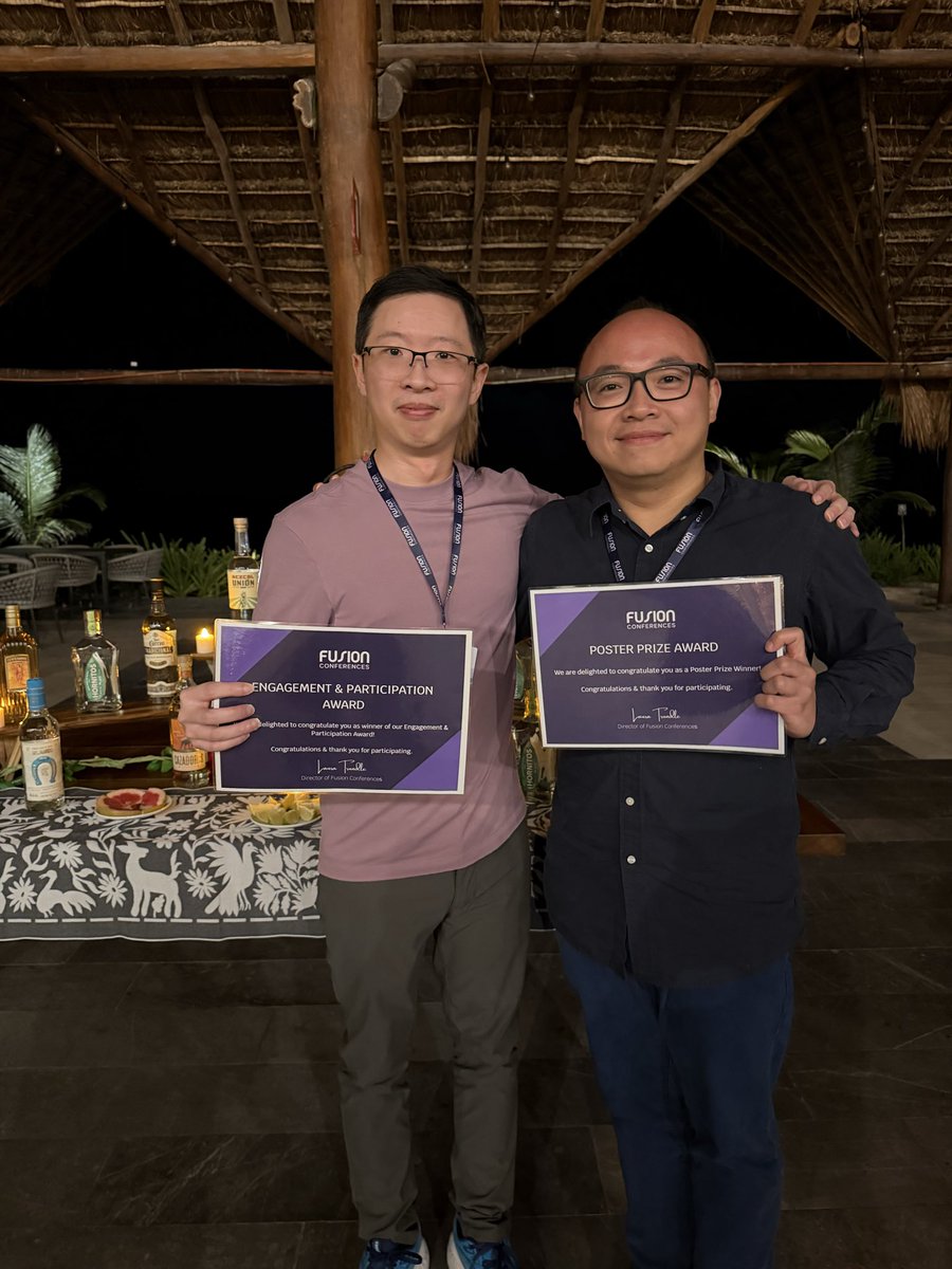 SihanSean's tweet image. Wonderful conference organized by @zz_zhaozhang @regenberg_lab @Fusion_Conf. Congrats to @stanleylim93 for the #1 best poster. And PI got awarded for his nosiness on other people’s research. Photo credits to @PeterLyLab