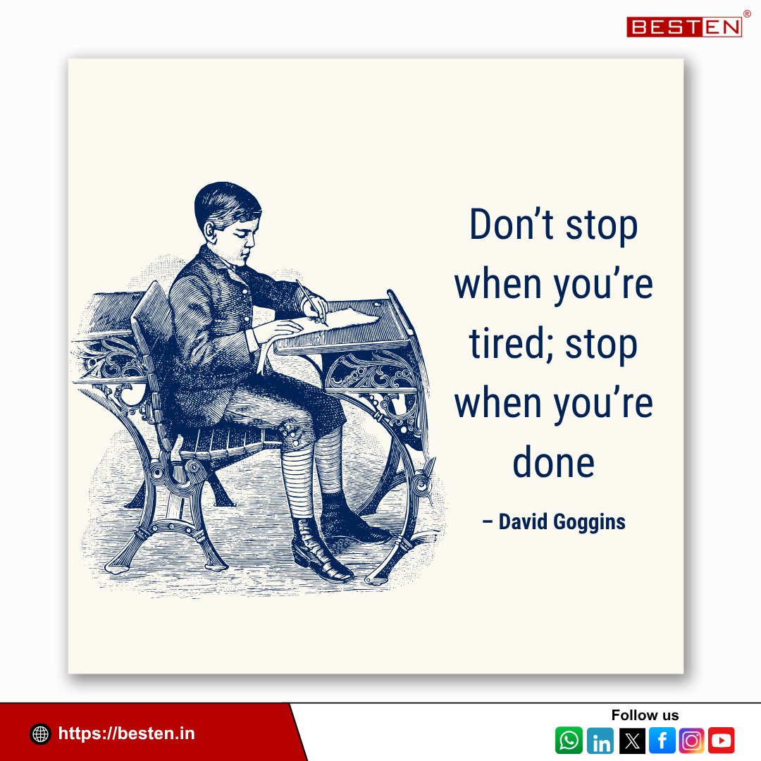 BestenIndia's tweet photo. Don’t stop when you’re tired; stop when you’re done. 
Visit our site: https://t.co/i2EoXELX8L

#Motivation #KeepGoing #SuccessMindset #NeverGiveUp #GoalGetter https://t.co/y4GB8nYRBf