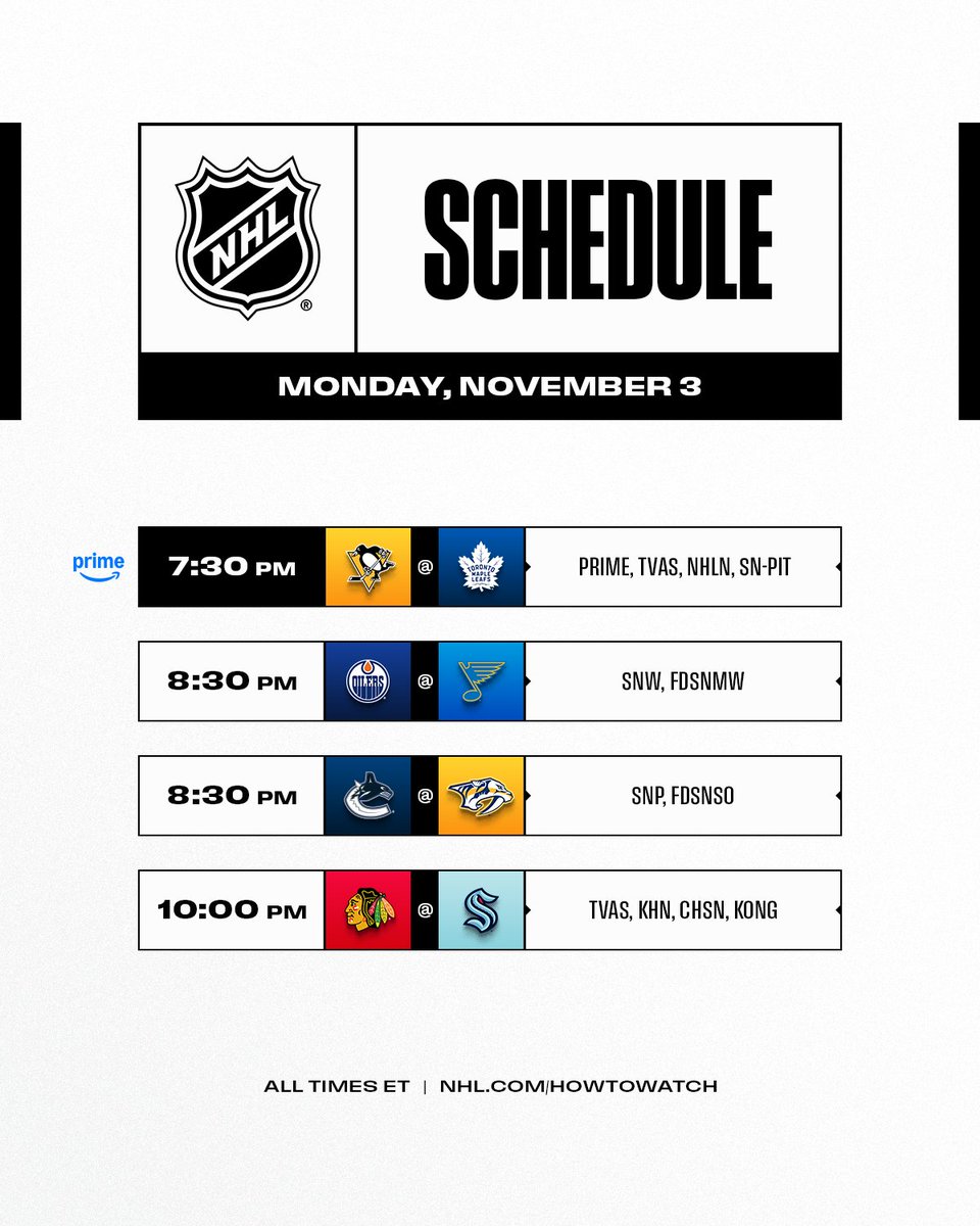NHLPR's tweet photo. Sidney Crosby and Auston Matthews clash on @SportsOnPrimeCA, @TVASports and NHL Network when the @penguins visit the @MapleLeafs to begin Monday's four-game slate. https://t.co/kwKpUpSXuP