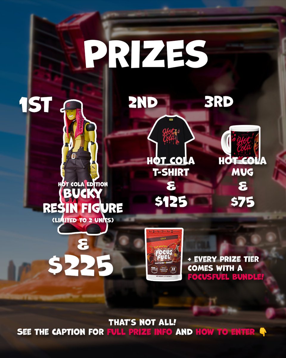 🔥Hot Cola Contest is live!
 Post on Instagram or TikTok featuring Bucky’s “Hot Cola”🎶
 Win resin figures, cash &amp; FocusFuel bundles ⚡️
 Check details on our IG or TT.
 Ends Nov 16, 11:59PM EST.
