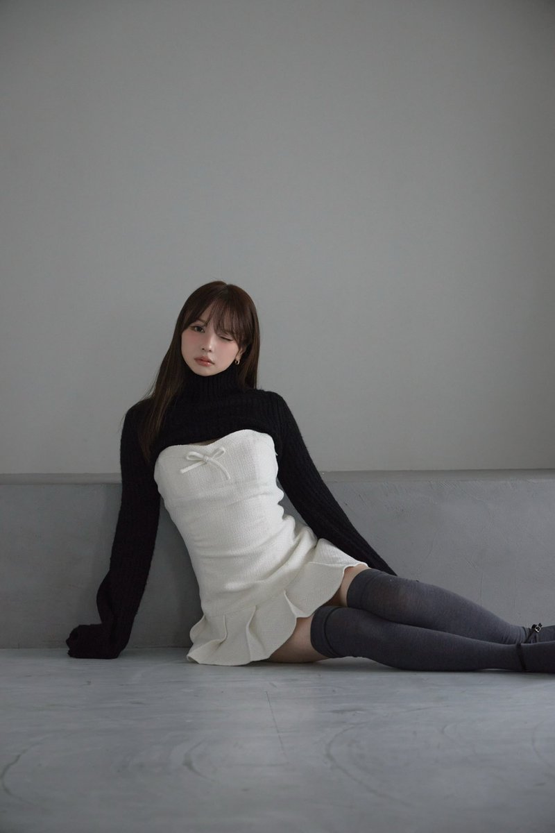 Twiggy tweed mini dress color white/black ¥17600-tax in ミニドレス