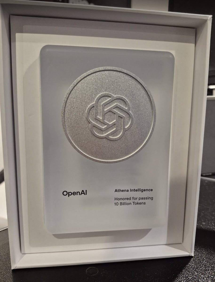 Look chat, we got the plaque from <a href="/OpenAI/">OpenAI</a>  ✨

<a href="/AthenaIntell/">Athena Intelligence</a> let's gooo!