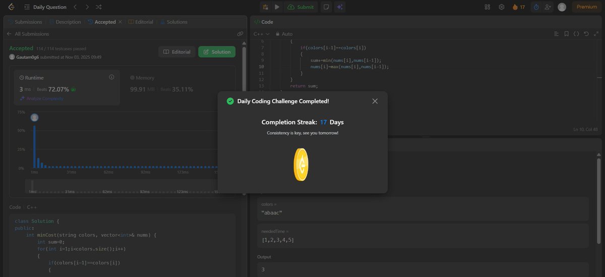 Gautam4_0_4's tweet image. Done the streak!
Not a snapstreak, but that sweet LeetCode &amp;amp; GFG problem-solving streak is alive 🚀
There’s something satisfying about solving daily problems and keeping those coding chains running.
#TodaySolved #LeetCode #GeeksforGeeks #CodingStreak #100DaysOfCode #Problem