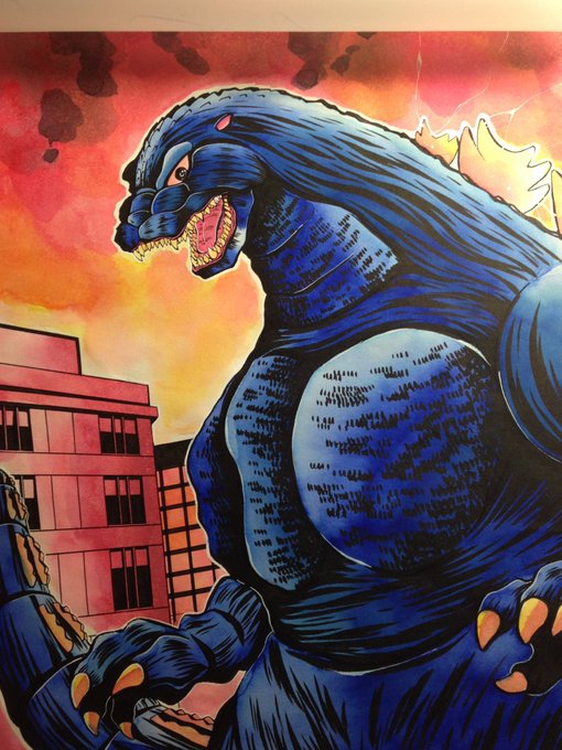 ゴジラの日という事で毎年恒例の昔描かせていただいたデラックスボンボンの「怪獣王ゴジラ」 。4枚目は漫画本編の扉絵原稿。生きてるうちに復刻して欲しいなぁ〜 と毎回言ってて申し訳ないです #ゴジラの日