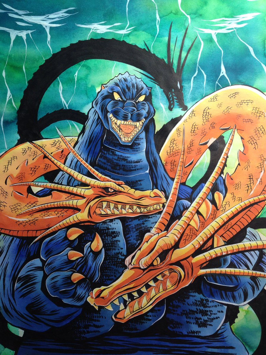 ゴジラの日という事で毎年恒例の昔描かせていただいたデラックスボンボンの「怪獣王ゴジラ」 。4枚目は漫画本編の扉絵原稿。生きてるうちに復刻して欲しいなぁ〜 と毎回言ってて申し訳ないです😅 #ゴジラの日 