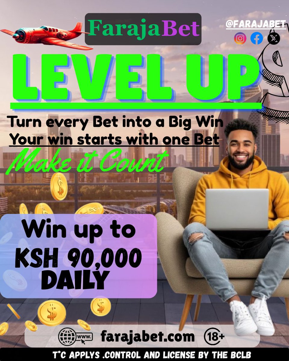 FarajaBet's tweet image. LEVEL UP with FarajaBet!
Every bet counts — turn one bet into your biggest win 
💰 Win up to KSH 90,000 DAILY!
Your journey to winning starts right now! 🚀
👉 Play now: farajabet.com
🔞 Gambling can be addictive. Play responsibly.
#FarajaBet #LevelUpChallenge #BetAndWin…