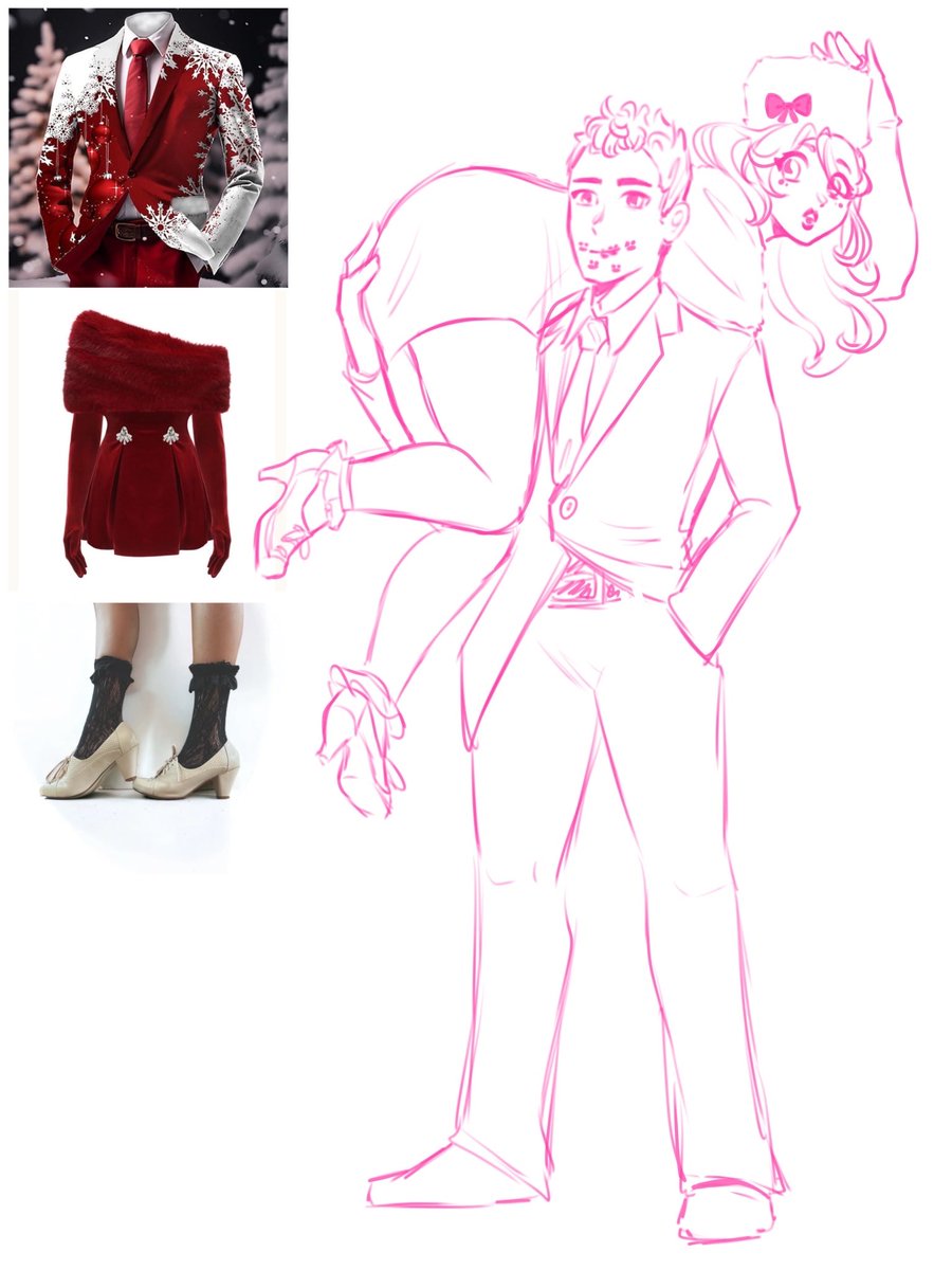 HasuneDoodlebug's tweet image. Christmas WIP hehe (the shoes are gonna be black with white stockings)