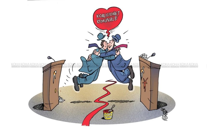Karikatura e ditës - Koalicionet komunale dhe “vijat e kuqe”