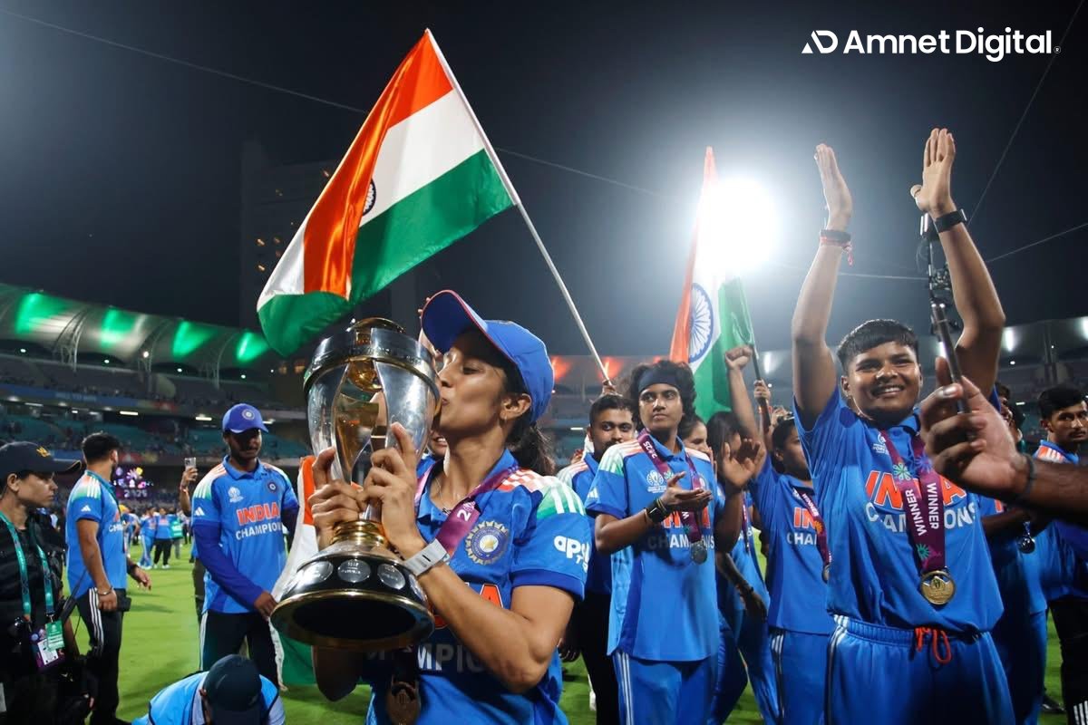 DigitalAmnet's tweet photo. History made! 🇮🇳
Team India clinch their first-ever ICC Women’s Cricket World Cup 2025 title — A triumph of belief, leadership &amp; resilience.
A win that inspires every young girl to dream bigger. 💙

#TeamIndia #WomenInBlue #WorldCupChampions #Leadership #Resilience #Inspiration https://t.co/o6BcmNG6s4