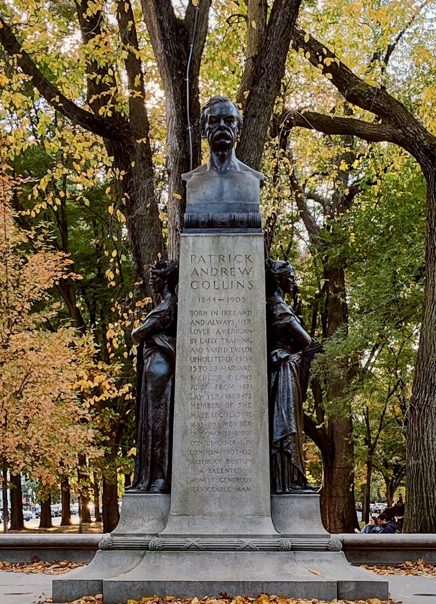 TheBostonIrish's tweet image. A monument to  Patrick A. Collins (1844-1905) was unveiled in #Boston on November 2, 1908.  The #irish immigrant became #BostonMayor, #USCongressman + #USAmbassaddor during his illustrious life. The memorial was initally placed at Commonwealth Ave + Charlesgate West + in 1966 was