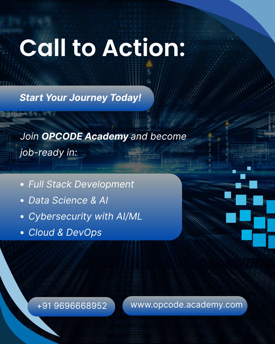 opcodeacademy's tweet image. 🎓 Top 5 Career Options After BCA You Must Know!

Ready to turn your coding skills into a high-paying career? 💻

#BCA #CareerAfterBCA #TechCareers #StudentLife #ITJobs #FutureInTech #DataScience #CyberSecurity #SoftwareDeveloper #AIEngineer