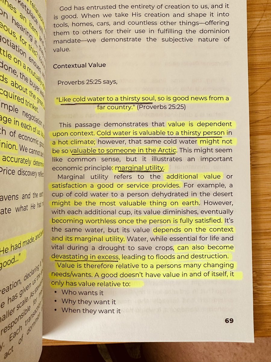 GreenTyler27's tweet image. Do you really think things like this are beyond most Australians to understand?

#MarginalUtility

Marginal utility = floating value depending on circumstance.

Part of man’s dominion mandate as Gods image bearers.