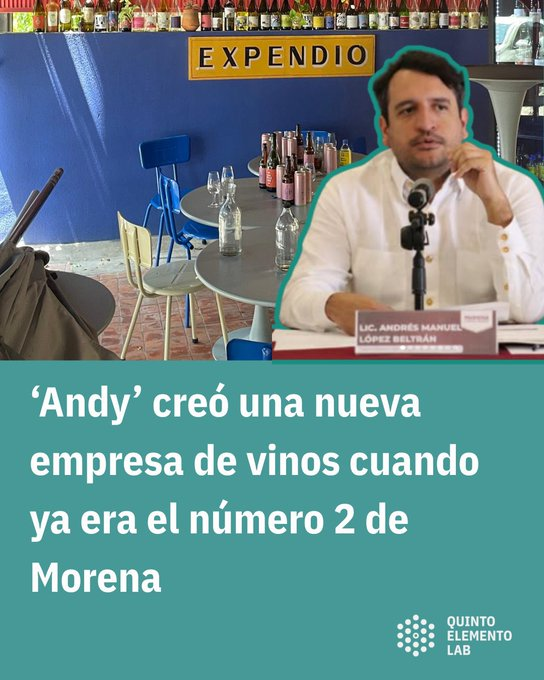 quintoelab's tweet photo. 🔎Ubicado en uno de los barrios más “cool” del mundo según la revista Time Out, el nuevo bar de Andrés Manuel López Beltrán y sus socios ya figura en las guías de Guadalajara como uno de los mejores lugares para “descorchar y pasar una tarde a gusto”.
➡️ https://t.co/eydkGJoJro https://t.co/wAHTsGp3TQ