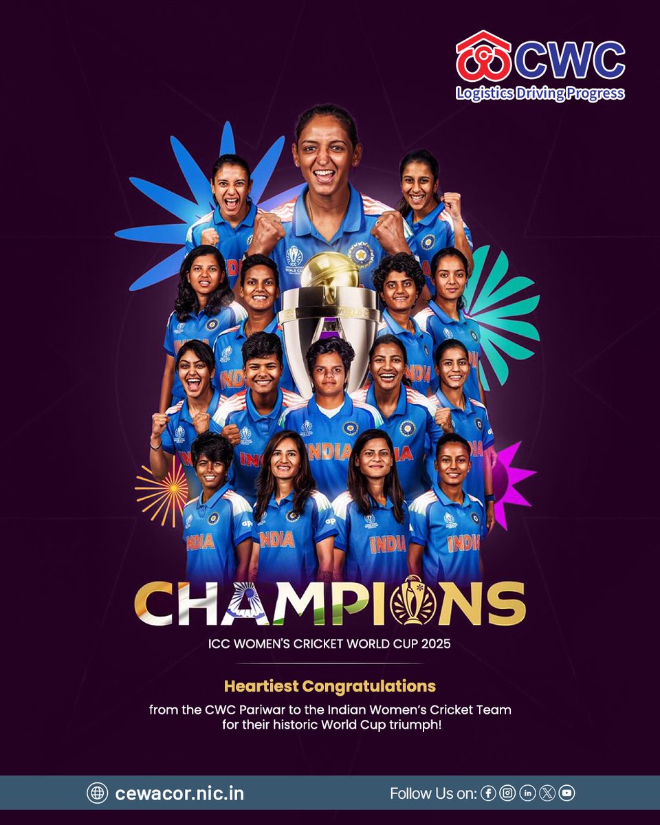 cwc_warehouse's tweet image. Proud moment for India! 🇮🇳
Congratulations to our champions on the glorious World Cup win! 🏆💙

#CWC #WorldCupWinners #WomenInBlue

@JoshiPralhad @PralhadJoshiOfc @fooddeptgoi @MDCWC @Directorprscwc @Director_FinCWC @Director_MCP