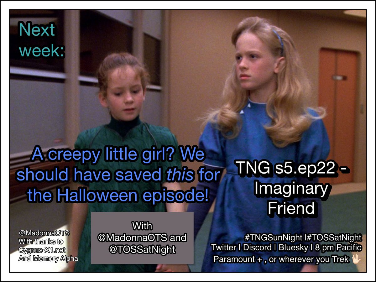 Great watch, everyone! 🖖🏻
Next week:
#TNGSunNight
#TOSSatNight
#StarTrekTNG
#StarTrek