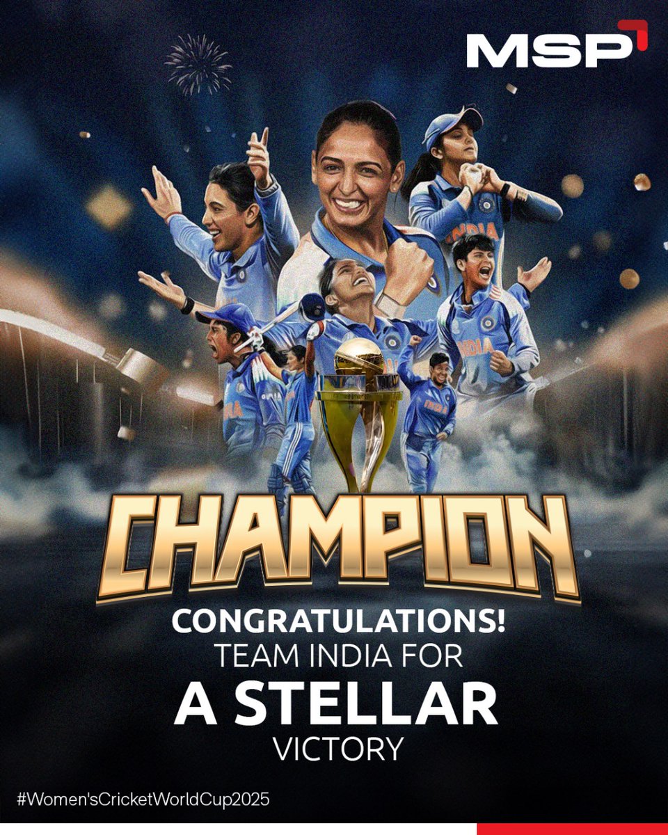 MspSteelOff's tweet photo. For every girl who dared to dream — this one’s for you. 💫
#Congratulations #WomensCricketWorldCup #WomenInBlue #WomensCricketWorldCup2025 #MSP #MSPSteel #MSPGroup https://t.co/AuwDg8feka