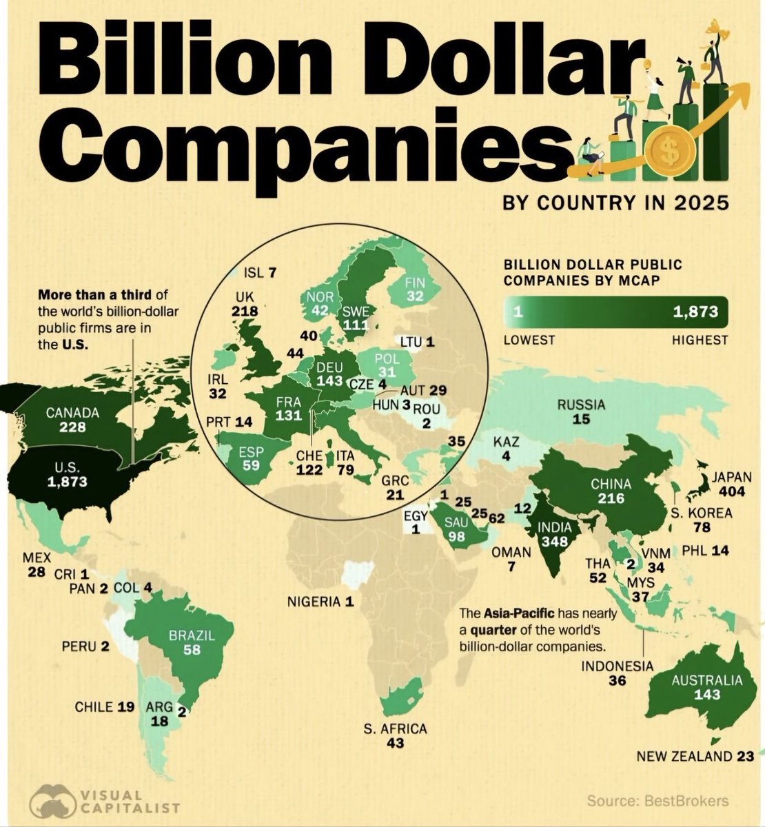 ⚫️BLOOMBERG: Le aziende miliardarie nel mondo: classifica per paese.