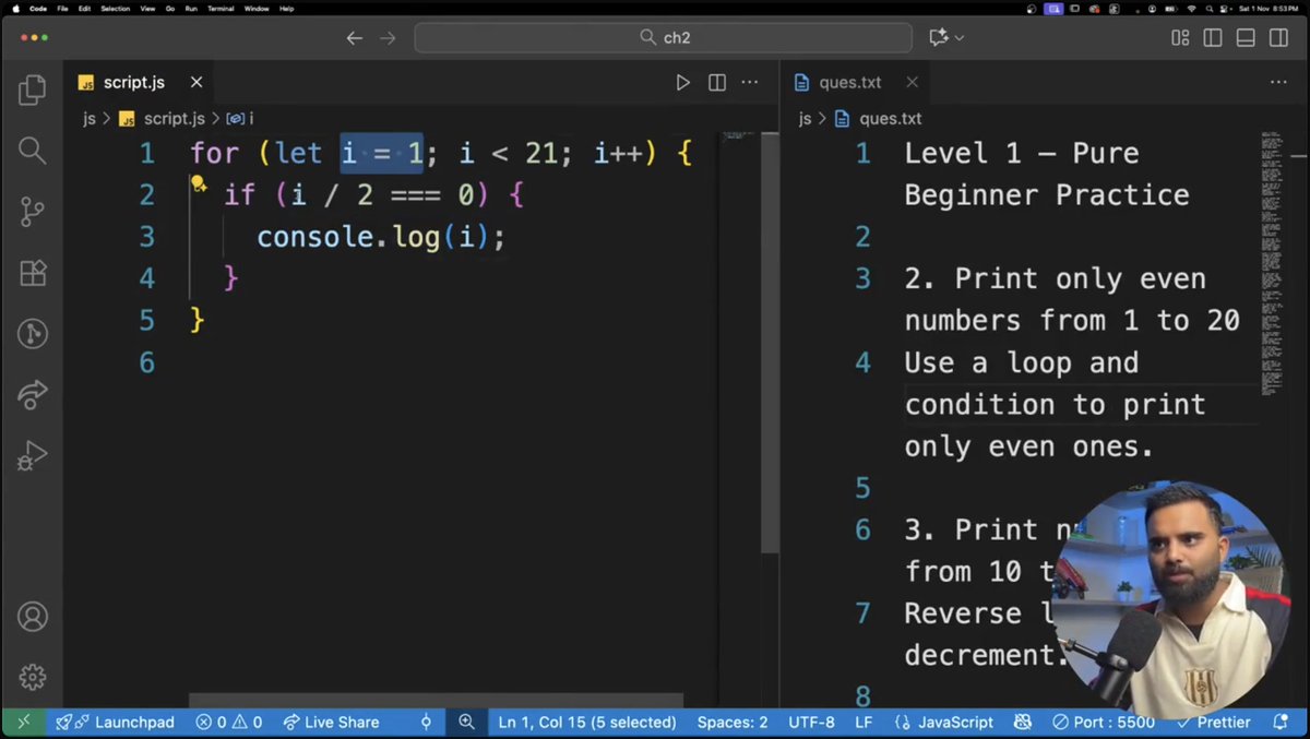 _Sourav_Sanjay_'s tweet image. Day 27 of Cohort 2.0💡

Solved multiple questions to strengthen the concepts of Loops &amp;amp; Conditional in JS.

@harshbhaiyaa @sheryians_  #100DaysOfCode #javascriptlearning #cohort2