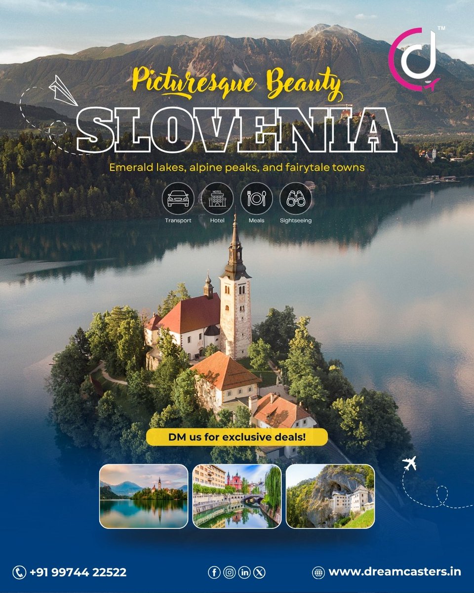 dreamcastersIn's tweet image. Lose yourself in the fairytale charm of Slovenia! From Lake Bled’s tranquil waters to the stunning alpine views, every corner is picture-perfect.
.
#DreamCasters #Slovenia #LakeBled #TravelEurope #HiddenGem #ScenicEscape #Wanderlust #NatureLovers #ExploreSlovenia
