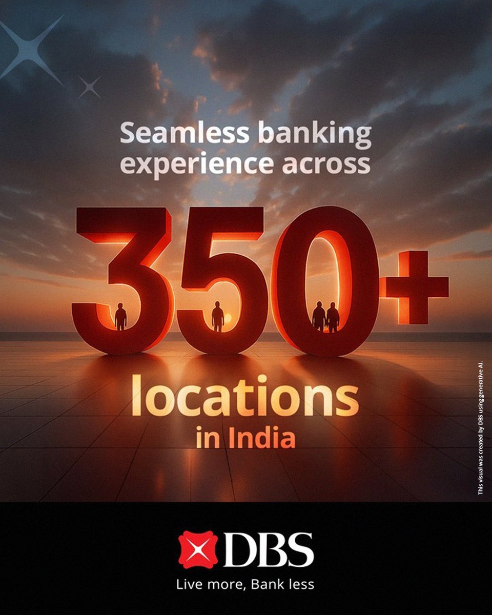 No matter where you are, DBS Bank is always within reach. With a 30-year legacy in India, #DBSBankIndia is present across 350+ locations in 19 states – making banking accessible, every day. 

Find your nearest DBS Branch - go.dbs.com/3JpnvlX

#BankOnDBS