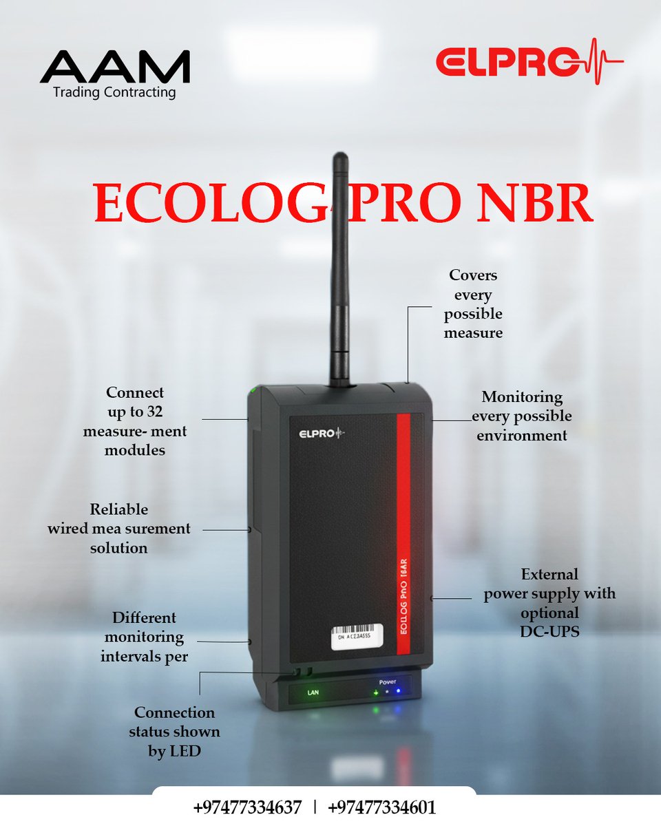 aam__trading's tweet image. Level Up Your Monitoring with the ELPRO ECOLOG PRO NBR! 

Stop worrying about data gaps and complex setups. The ELPRO ECOLOG PRO NBR is your high-performance, reliable wired measurement solution for comprehensive environmental monitoring!

#qatar #uae #aamtrading