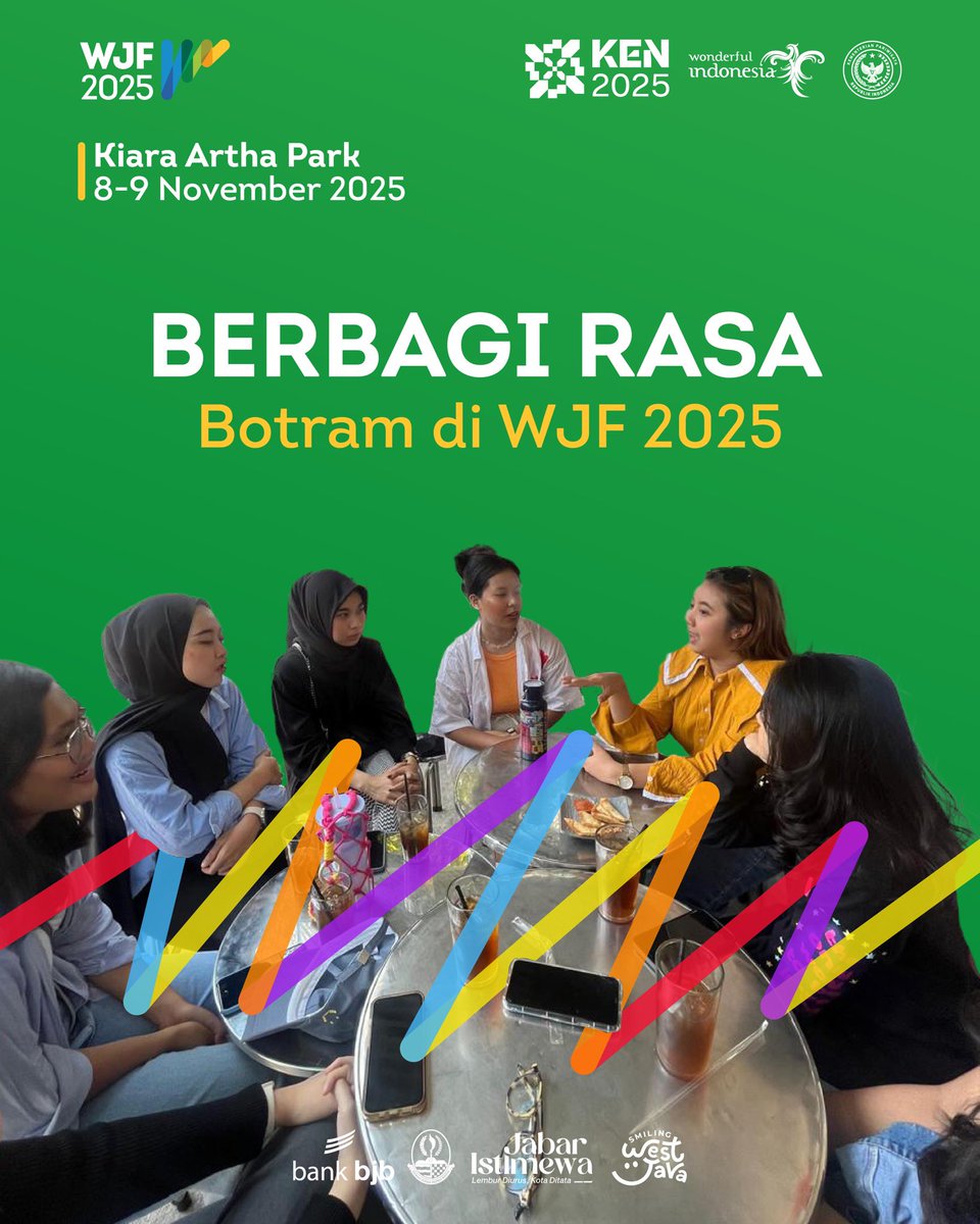 thewestjavafest's tweet image. Bukan sekadar makan bareng, tapi juga ngariung buat berbagi cerita, rasa, dan makna di satu meja.

Di sini, kamu nggak cuma kenyang, tapi juga nyambung hati. 💚

#WestJavaFestival #WJF2025 #SmilingWestJava #JabarIstimewa #KarismaEventNusantara