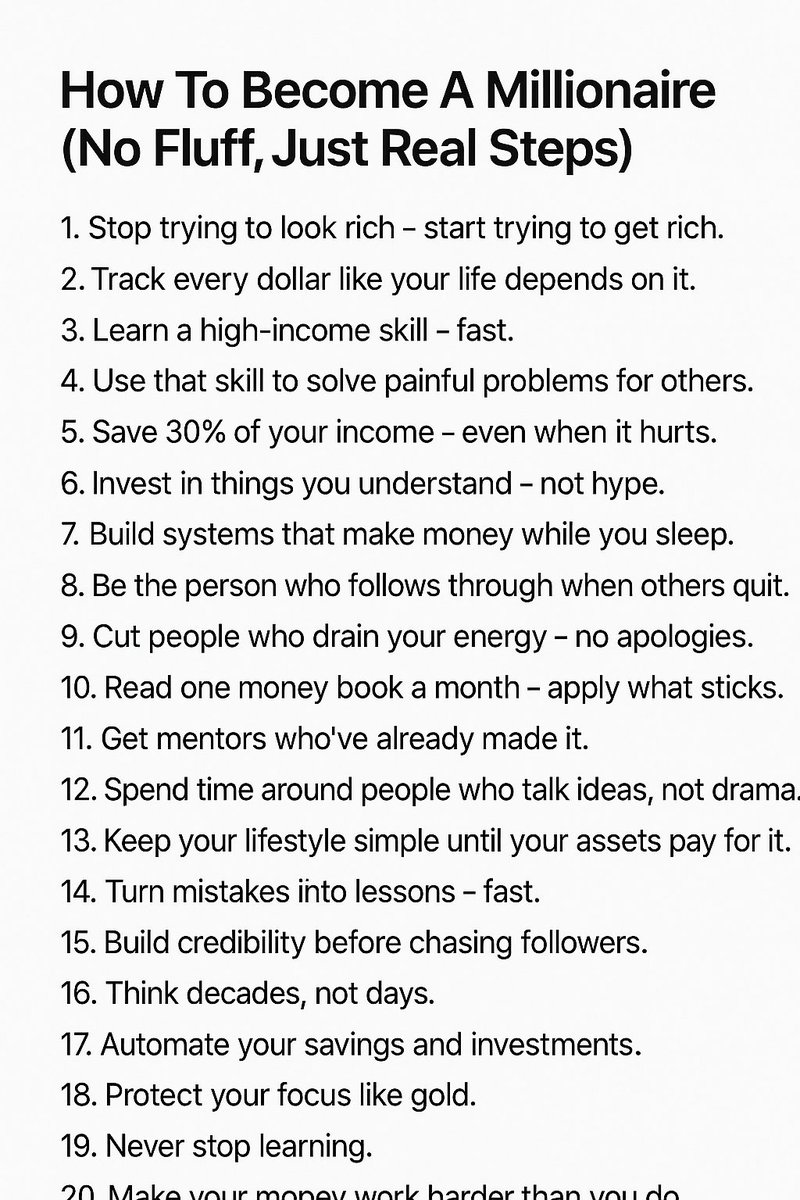 Mindtutorials's tweet image. How To Become A Millionaire (No Fluff, Just Real Steps)