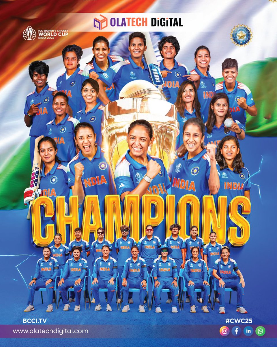 olatechdigital's tweet image. Congratulations, Team India, for inspiring millions and proving that when passion meets perseverance, history is made!

#TeamIndia #OlatechDigital #WomensWorldCup #INDvsSA #BleedBlue #WomenInSports #IndiaPride