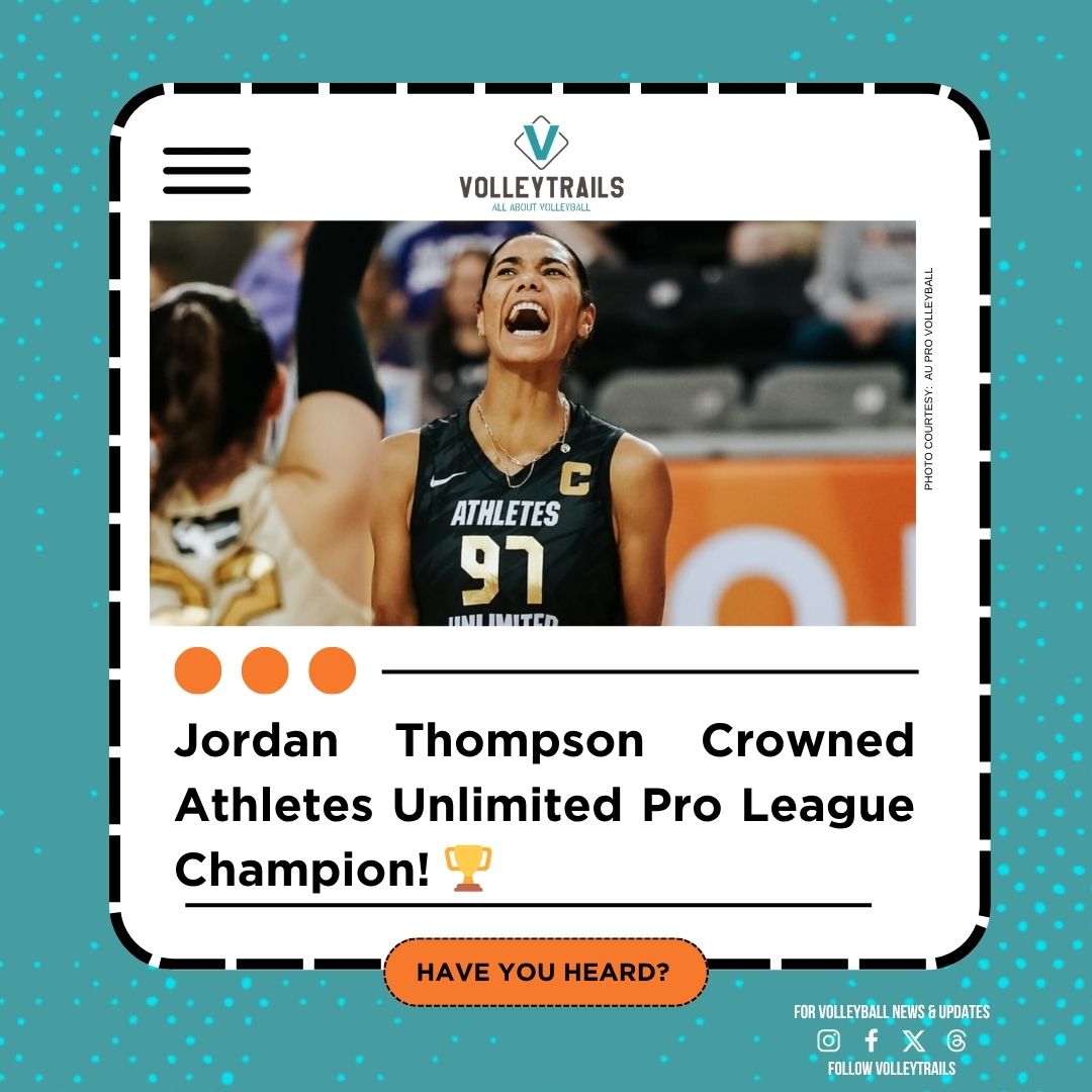 volleytrails's tweet image. 🇺🇸 Jordan Thompson has been crowned the champion of the Athletes Unlimited Pro Volleyball! Congratulations! 👏🏆

#AUProVB #volleyball