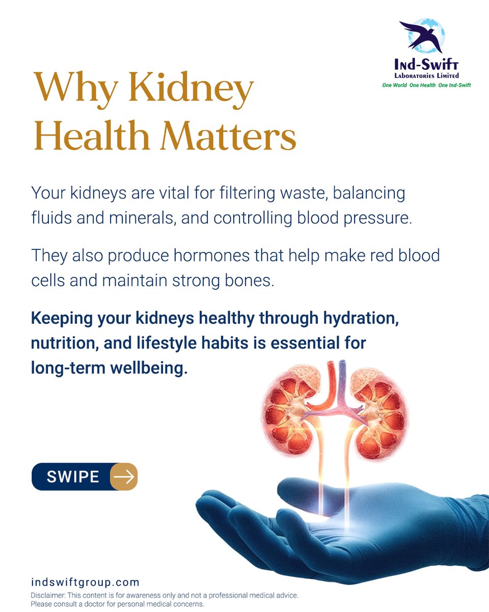 indswiftlabs's tweet image. Staying hydrated, eating balanced meals, and getting regular health checks can go a long way in protecting your kidneys — and your overall wellbeing. 💧

🌐 Visit us: indswiftgroup.com
📌 Follow us: Facebook | LinkedIn | Instagram

#KidneyHealth #IndSwiftGroup #IndSwiftLabs