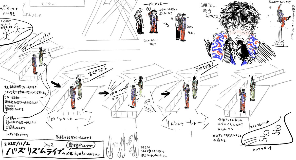 11/2バズリズムライブDay2 龍宮城パート
齋木さん中心ライブメモ絵📝
