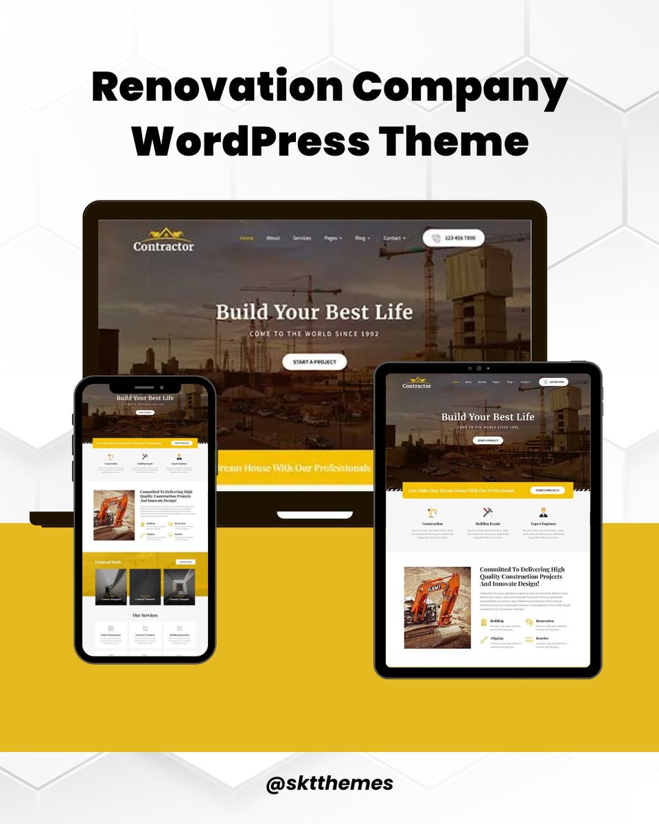 sktthemes's tweet image. SKT Remodeler – Renovation Company WordPress Theme. Build a professional online presence for renovation or remodeling businesses with SKT Remodeler. 
sktthemes.org/shop/renovatio…

#Renovation #WordPressTheme #HomeImprovement #ConstructionBusiness #WebDesign #SmallBusiness