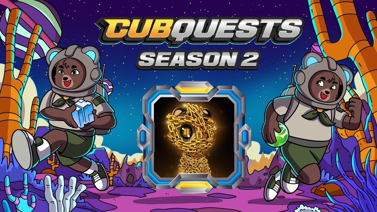 0xhoneyjar's tweet image. CubQuest Season 2: The Signal Walkers launch🎉

ft. @steadyteddys 1/1 🐻⛓️ to be raffled off at the end of Season 2.

Season 1 Prize Pool: @ChogNFT WL stolen from teddy&apos;s intern + 103 @miberamaker333

What&apos;s new in Season 2🧵👇

1/6
