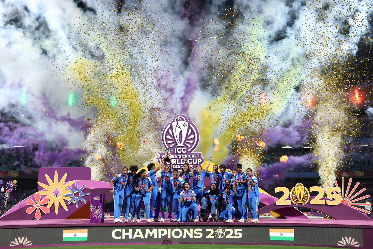 codemotech's tweet image. 🏆✨ 𝗖𝗵𝗮𝗺𝗽𝗶𝗼𝗻𝘀 𝗮𝘁 𝗹𝗮𝘀𝘁!
Our incredible India women&apos;s national cricket team have done it — lifting the 2025 World Cup! A heartfelt salute to the grit, the glorious fight-back, the dreams realised.
#WomenInBlue #CWC25 #WorldChampions #TeamIndia #HerGameHerRules