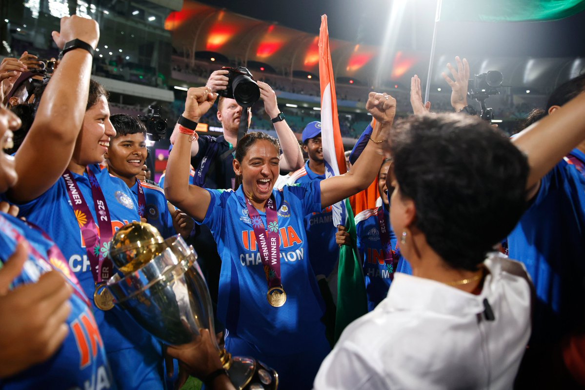 codemotech's tweet image. 🏆✨ 𝗖𝗵𝗮𝗺𝗽𝗶𝗼𝗻𝘀 𝗮𝘁 𝗹𝗮𝘀𝘁!
Our incredible India women&apos;s national cricket team have done it — lifting the 2025 World Cup! A heartfelt salute to the grit, the glorious fight-back, the dreams realised.
#WomenInBlue #CWC25 #WorldChampions #TeamIndia #HerGameHerRules