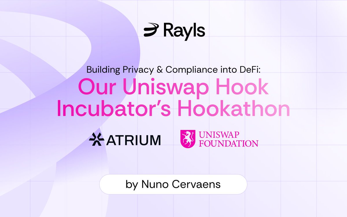 Another impressive move from <a href="/RaylsLabs/">Rayls</a>, this time focused on one of the hardest problems in DeFi: combining compliance and privacy in a way that actually works.

They recently introduced the Rayls Compliance &amp; Privacy Hook during Uniswap’s Hookathon, and to me, this isn’t just a