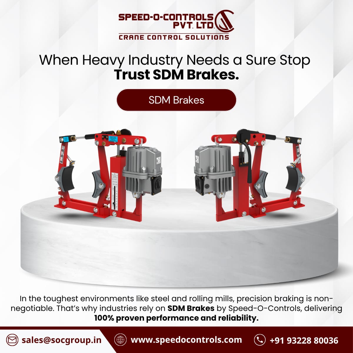 SpeedOControls's tweet image. When heavy industry needs a sure stop – trust SDM Brakes by Speed-O-Controls. 🏭
Built tough for steel &amp;amp; rolling mills, ensuring safety, uptime &amp;amp; precision braking.
Global standards. Proven reliability. Zero compromise. 💪
#SpeedOControls #SDMBrakes #IndustrialBrakes #SteelMills
