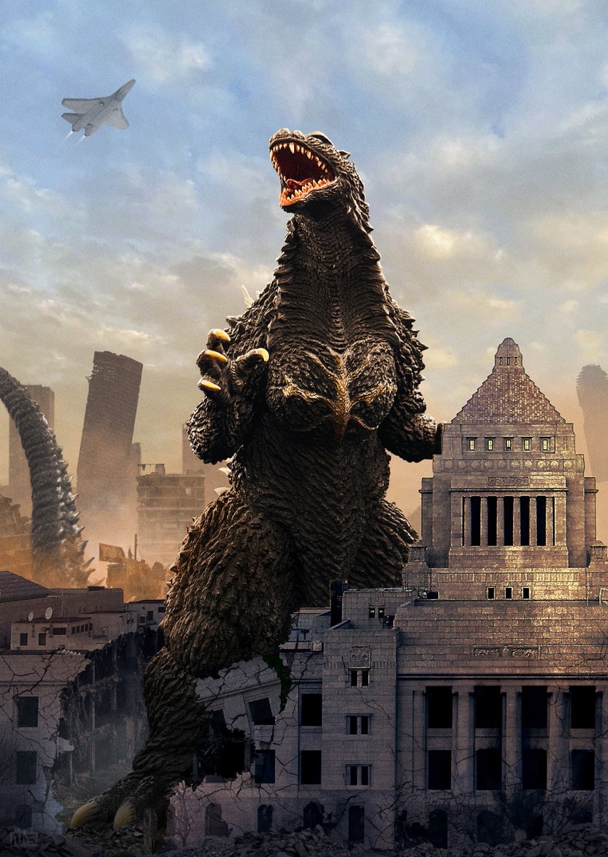 今日は #ゴジラの日 
趣味で作ったゴジラのデジラマ画像。いずれも有名原型師さんのガレージキットを写真に撮って #Photoshop で加工しました😊