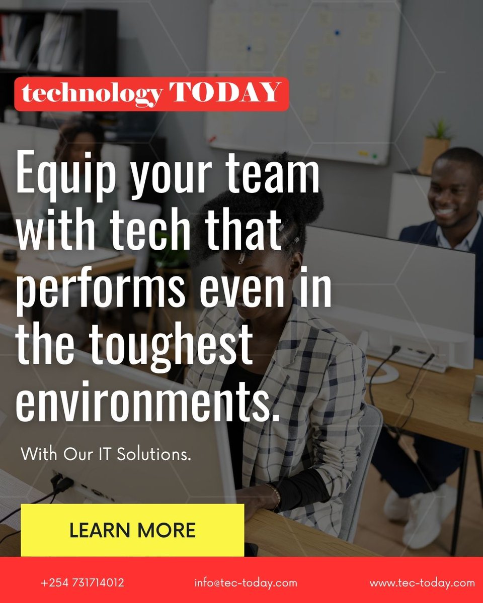 tec_today's tweet image. Smart teams deserve smarter tools. 🚀
Transform your workflow with cutting-edge IT solutions from Technology Today.
📲 Get started now: 0785603681 | 0731714012
#TecToday #WorkSmarter #TechUpgrade