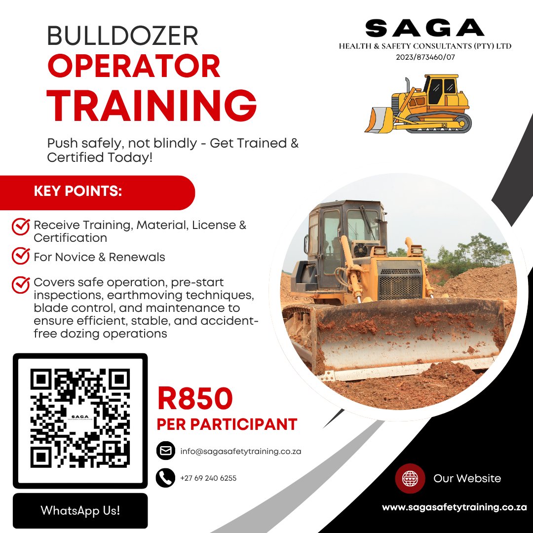 sagasafetyza's tweet image. Power with control! 🚜 Learn safe bulldozer operation to protect yourself, your team, and your worksite. 
#BulldozerOperator #HeavyMachinerySafety #WorkplaceSafety #SafetyTraining #OHS #ConstructionSafety #OperatorTraining #HealthAndSafety  #SafeWorksite #MachinerySafety