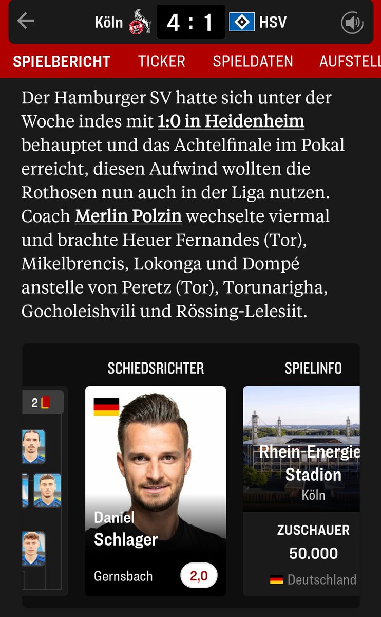 Hauptsache der Kicker gibt für das Köln - HSV Spiel Daniel Schlager eine 2,0 💀😭