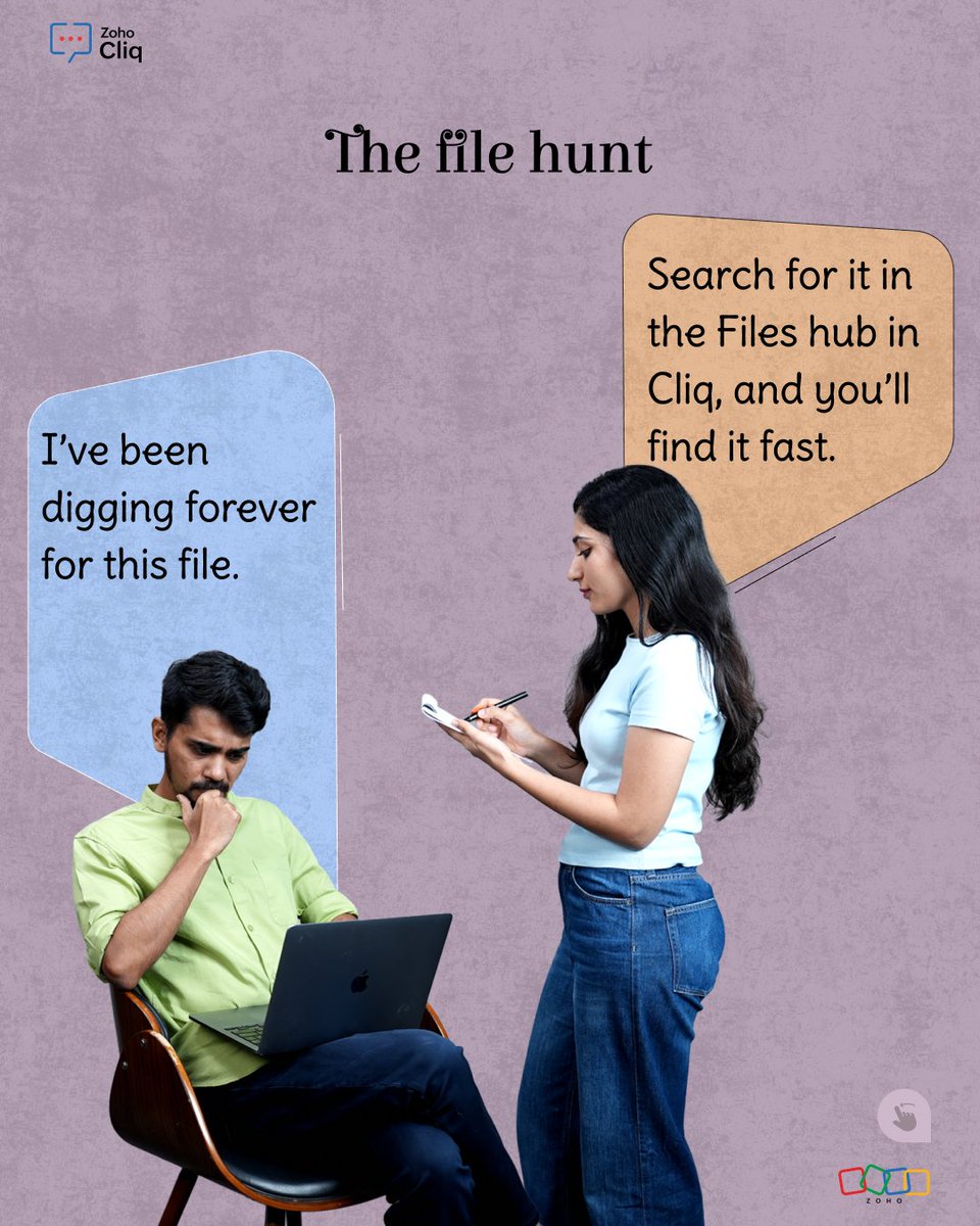 ZohoCliq's tweet image. A Cliq classic that keeps saving the day!
Forget the file hunts, downloads, and chaos. Everything’s right in your Files hub.💡