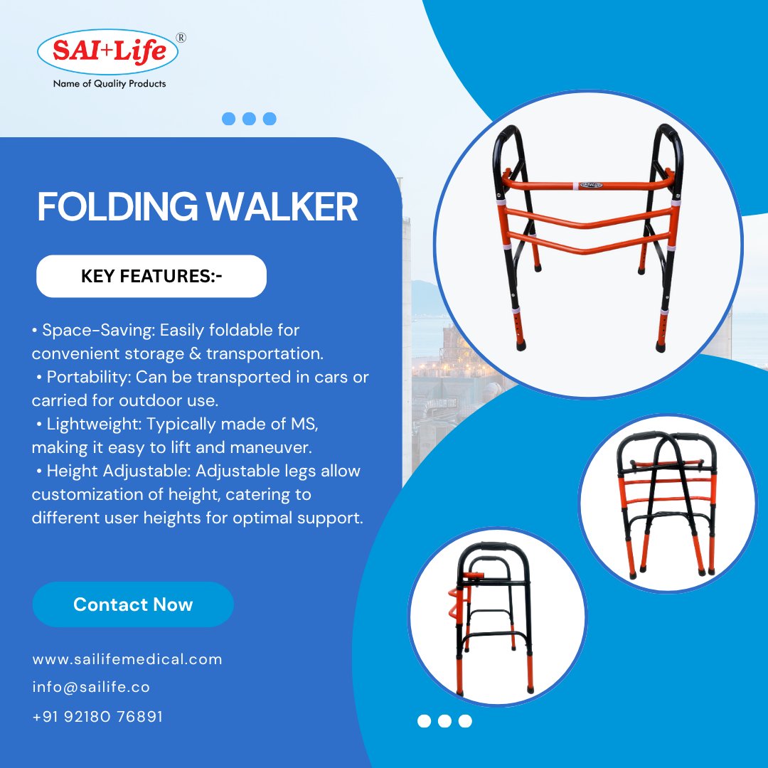 sailifeindia's tweet image. #SaiLifeMedicalDevices #MedicalEquipment #HospitalFurniture
#MobilityAid #HealthcareProducts #MedicalDeviceManufacturer
#RehabilitationEquipment #MedicalSupport #FoldingWalker
#WalkerForElderly #MobilitySupport #DisabilityAid #SeniorCareProducts #WalkingAid #RehabWalker