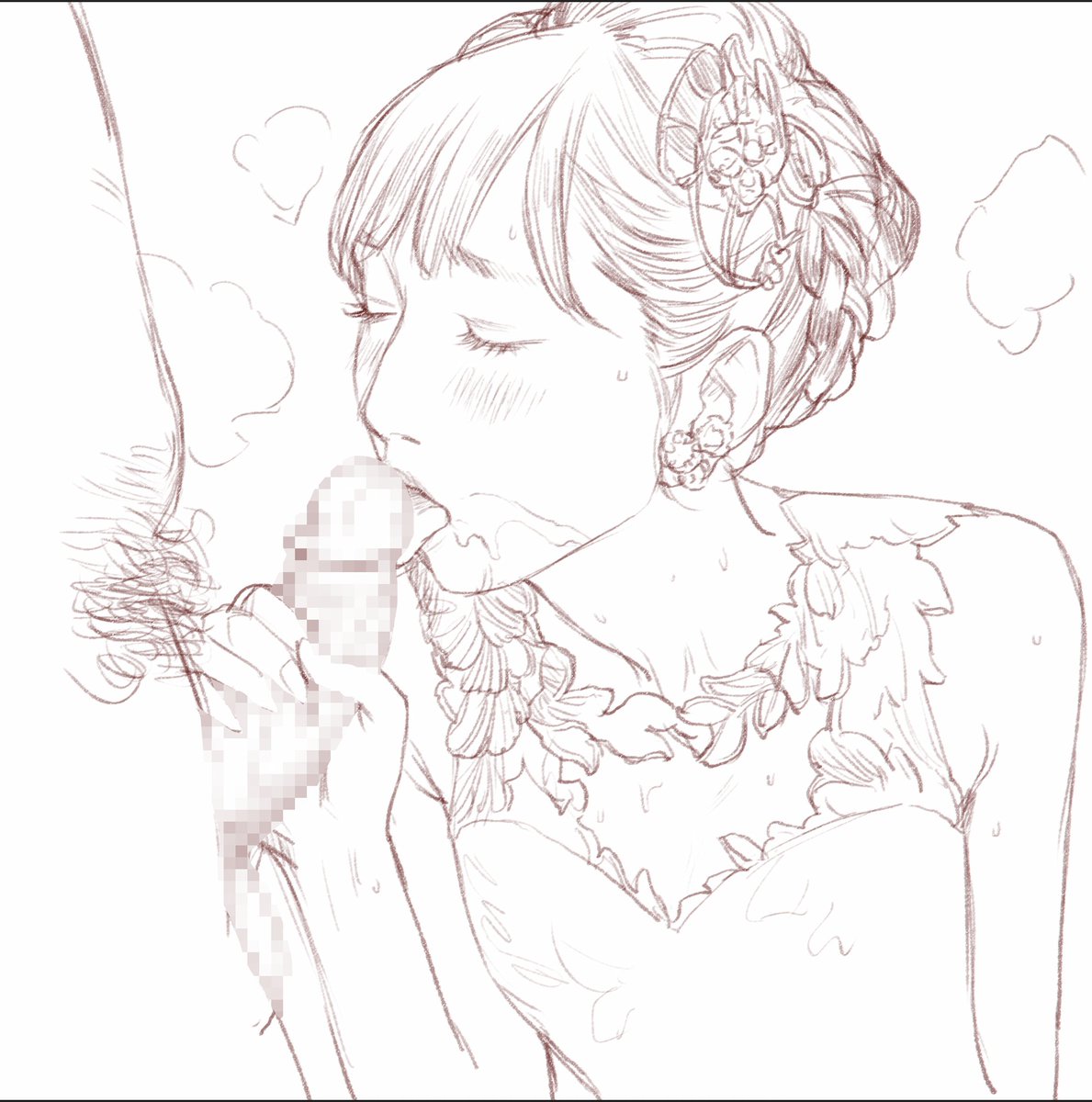 Shim(@Shima_NTR)さんから送られてきた奥様描いた。ウエディングドレスのまましてもらいました。めちゃくちゃ可愛いんよな、、 