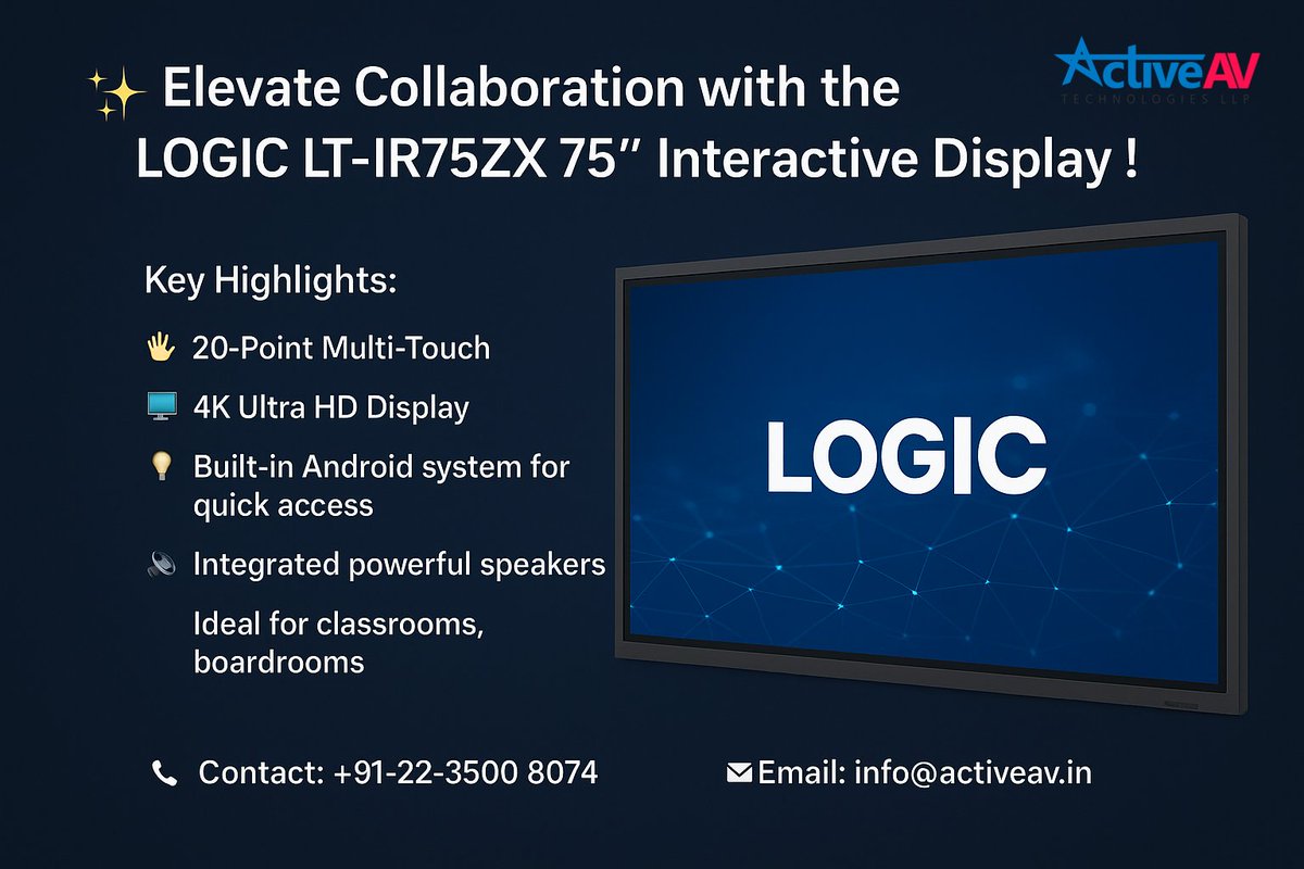 Activeav_Tech's tweet image. LOGIC LT-IR75ZX 75” Interactive Display !