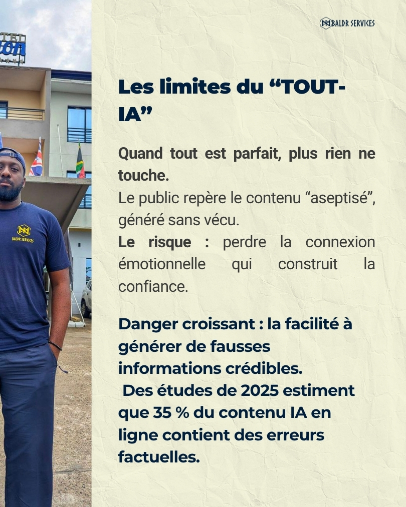 baldrservices_'s tweet image. L’IA crée plus vite que jamais ⚙️
Mais le vrai défi, c’est de ne pas effacer l’humain derrière l’écran.
IA = performance
Humain = émotion
👉 Le futur du contenu sera 100 % conscient.
Bonne semaine à tous

#BaldrServices #IAGen #RealContent #MarketingDigital