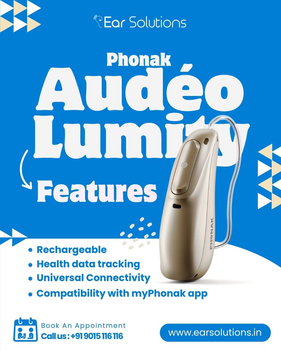 earsolution's tweet image. Experience brilliance in every sound with Phonak Lumity - smart, sleek, and crystal clear. Hear life as it’s meant to be.
📞 Book your appointment now : 9015 116 116
#EarSolutions #PhonakHearingAids #Phonak #AbSabSunenge #HearingAidClinic #HearingLoss #HearingHealth #Audiologist