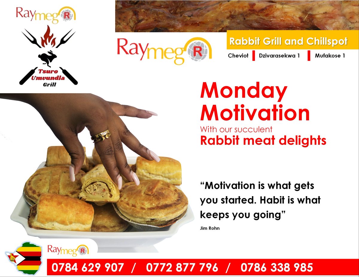 Monday Motivational vibes ✨️ 
Happy New Week!
#raymegrabbit #simplydelicious #flamegrilledburger #ovenfresh #rabbitpolony